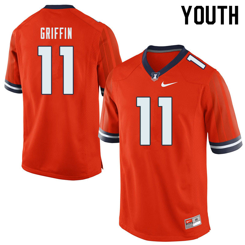 Youth #11 Caleb Griffin Illinois Fighting Illini College Football Jerseys Sale-Orange